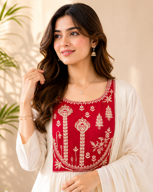 Ivory Elegance Zardosi Kurti Set