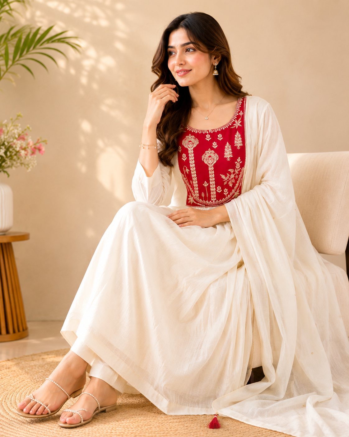 Ivory Elegance Zardosi Kurti Set