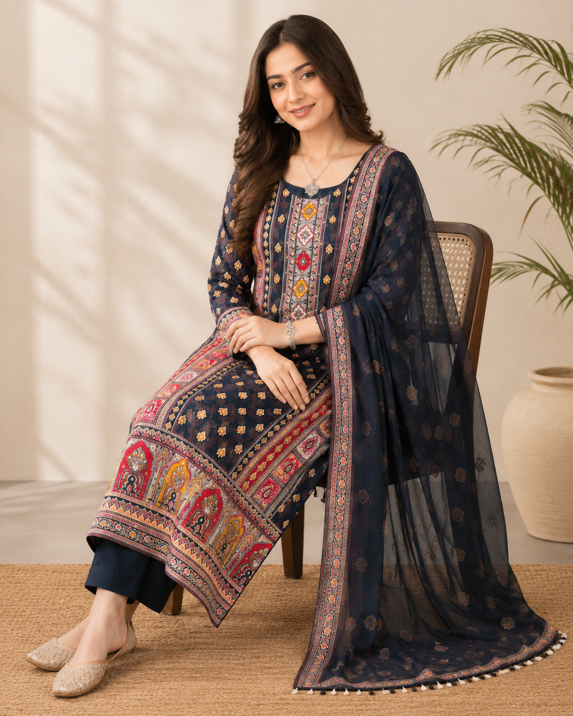 Midnight Muse Printed Kurti Set