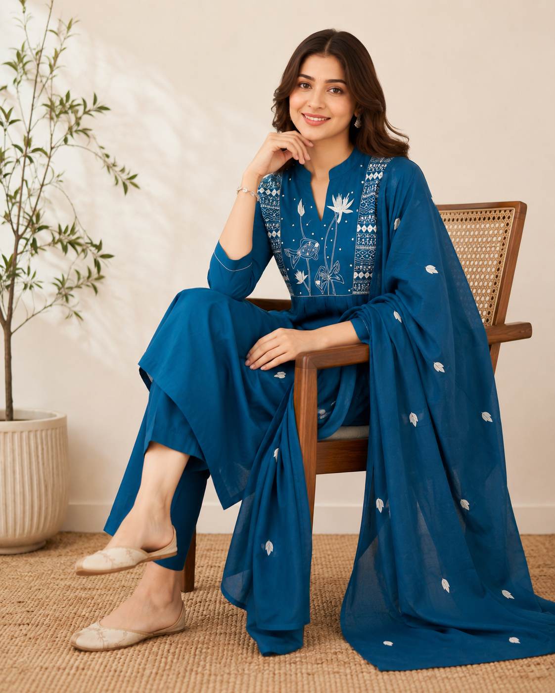 Elegant Teal Embroidered Kurta Set