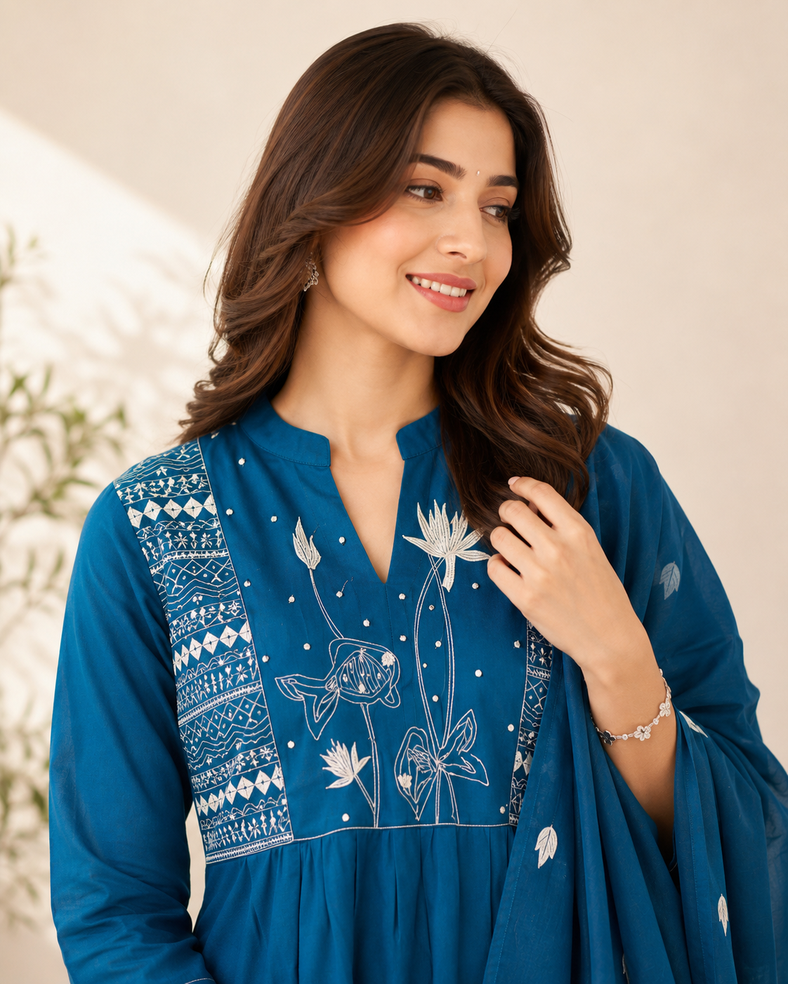 Elegant Teal Embroidered Kurta Set