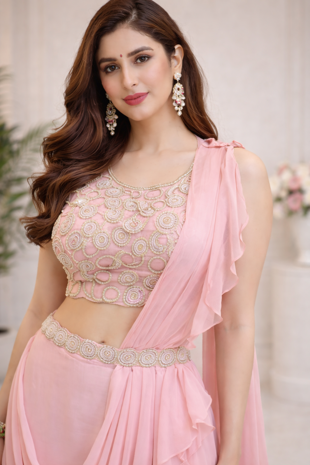 Blush Aura Draped Lehenga Set