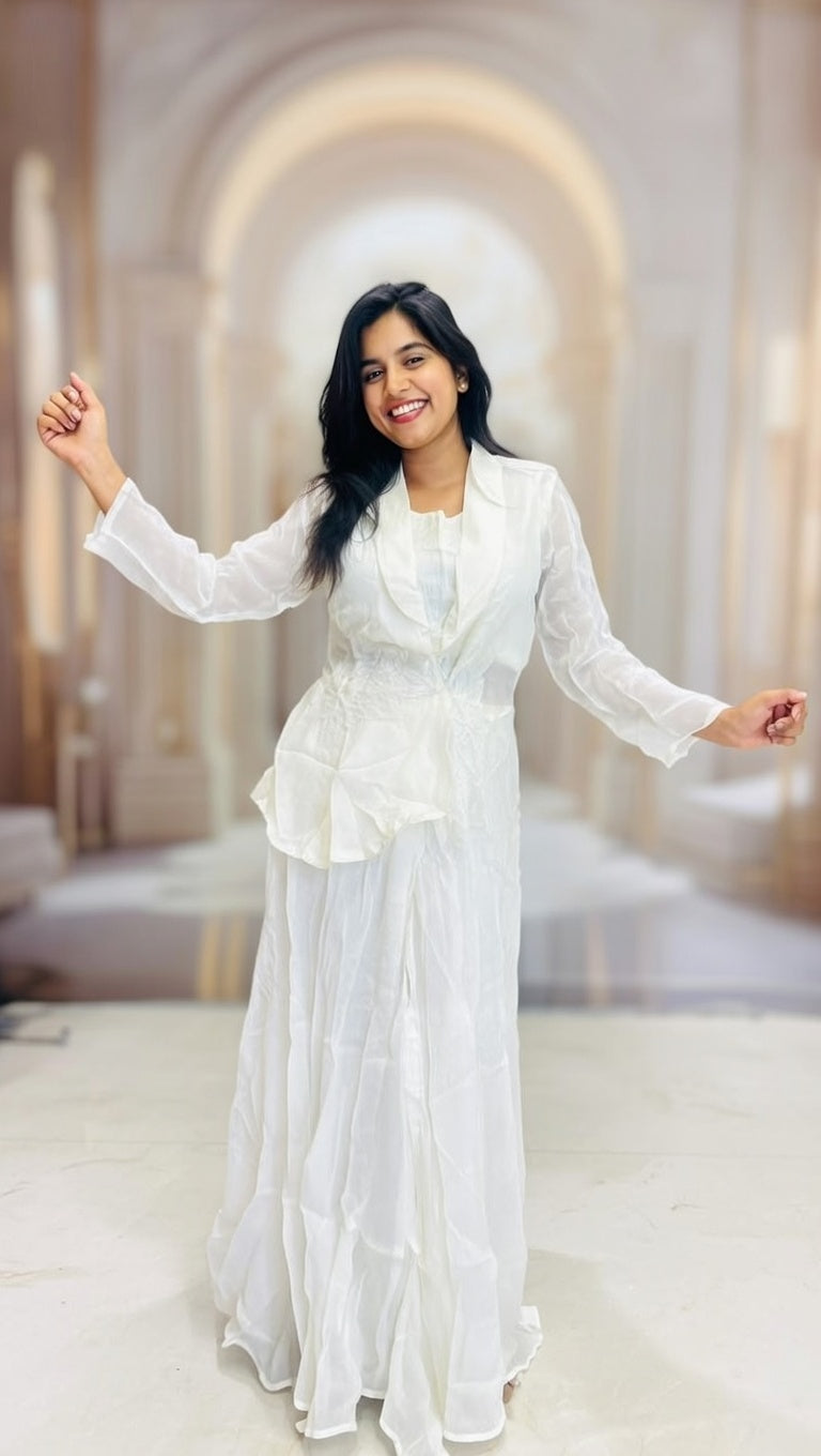 Luxe White Blazer style Indowestern