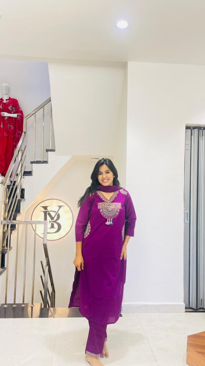 Premium Purple Kurti Set with Pockets