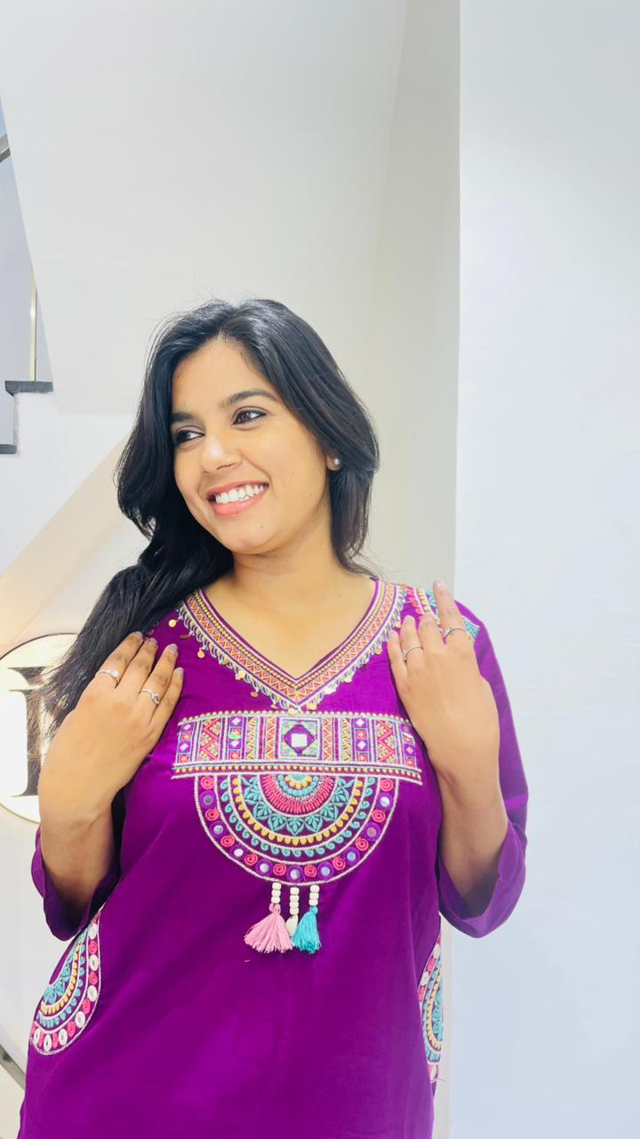 Premium Purple Kurti Set with Pockets