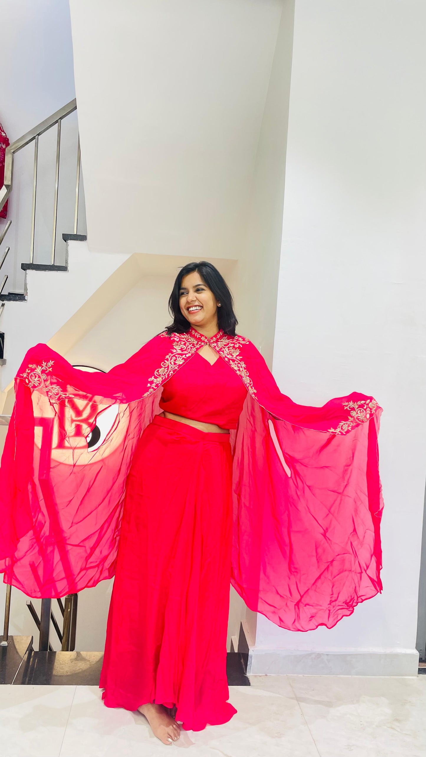 Luxe indowestern with cape