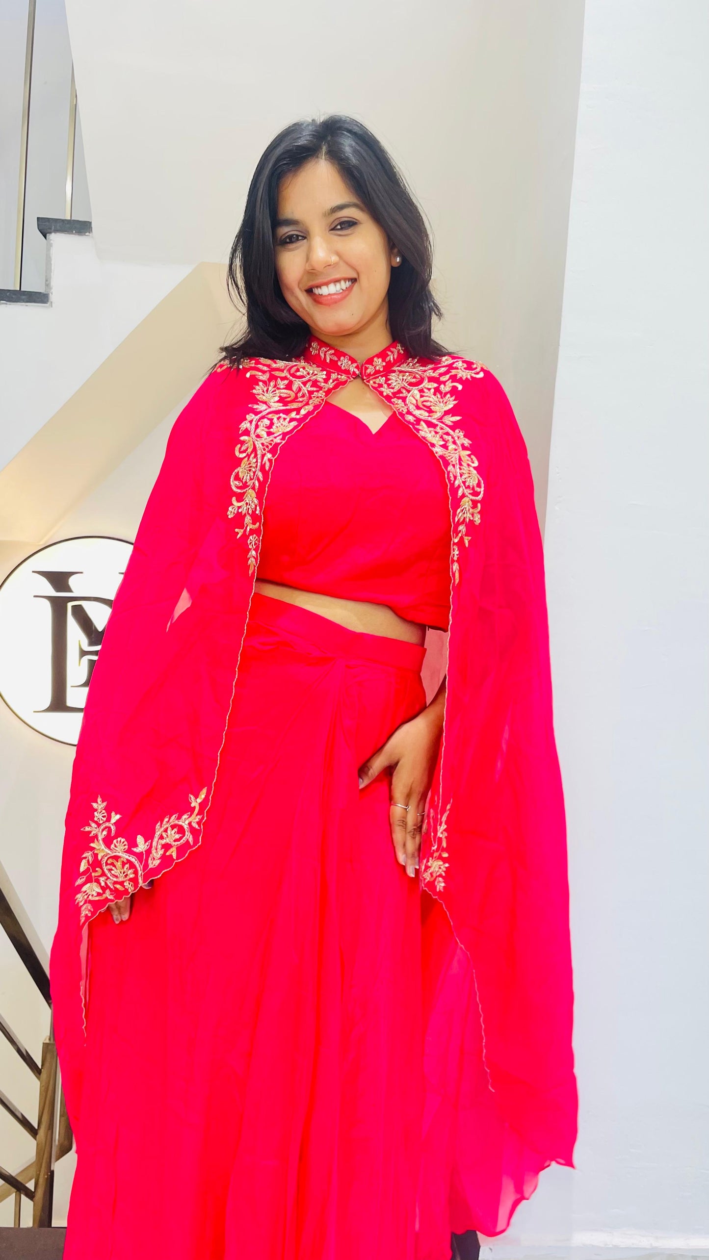 Luxe indowestern with cape