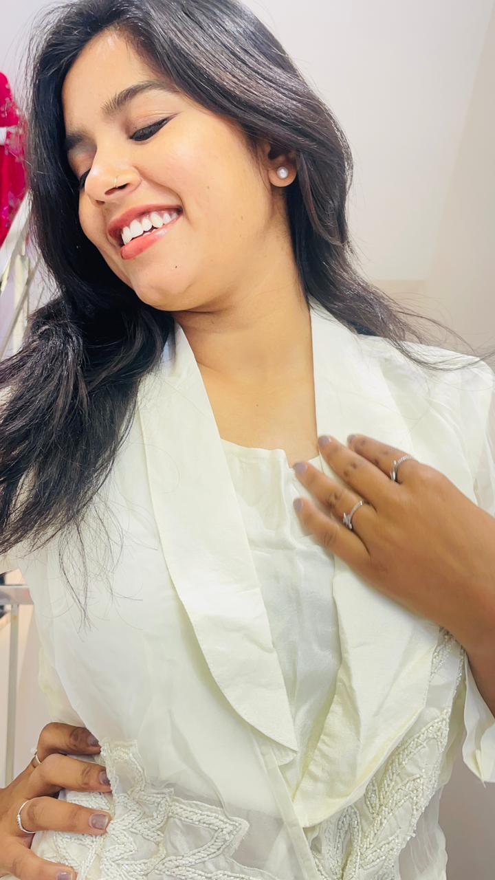 Luxe White Blazer style Indowestern