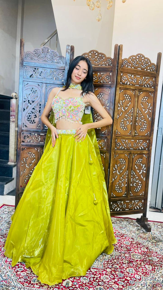 PREMIUM DESIGNER GREEN LEHENGA