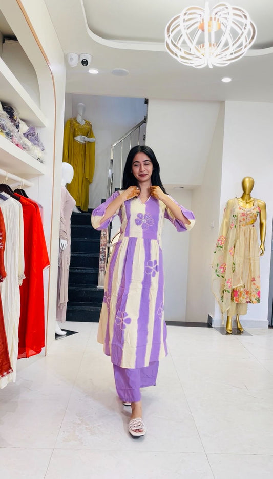 PREMIUM WHITE AND LAVENDER ANARKALI