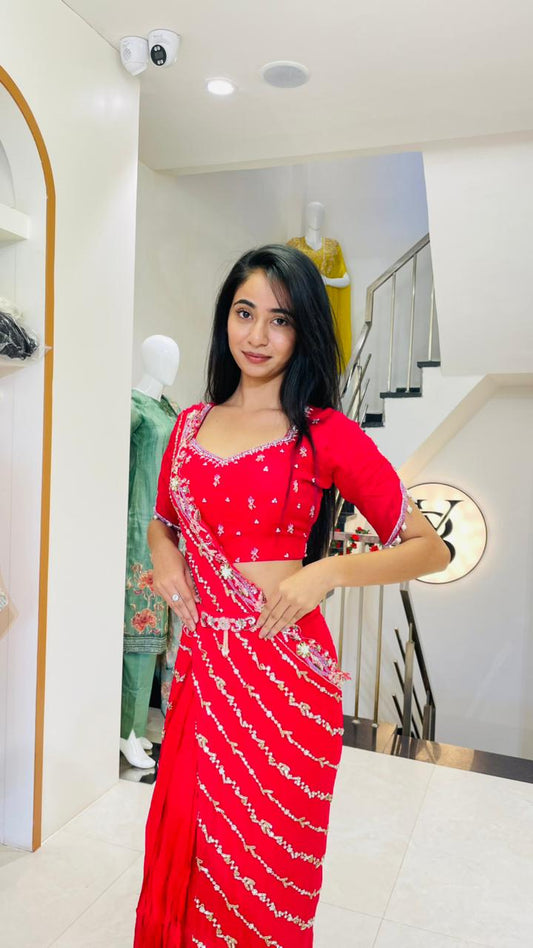 Luxe Red Romance Draped Skirt