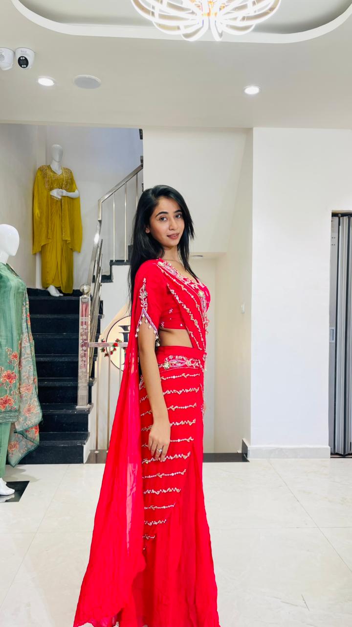 Luxe Red Romance Draped Skirt