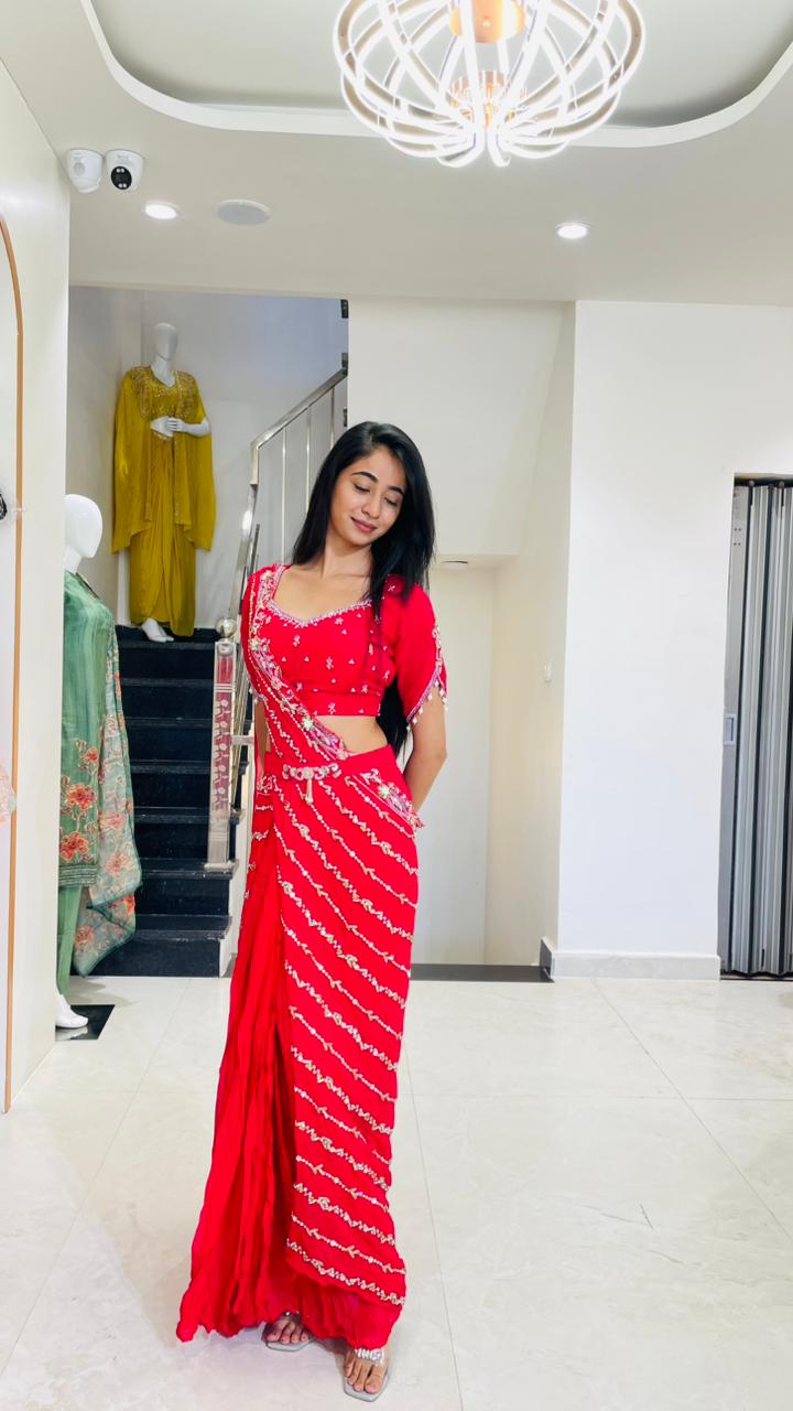 Luxe Red Romance Draped Skirt