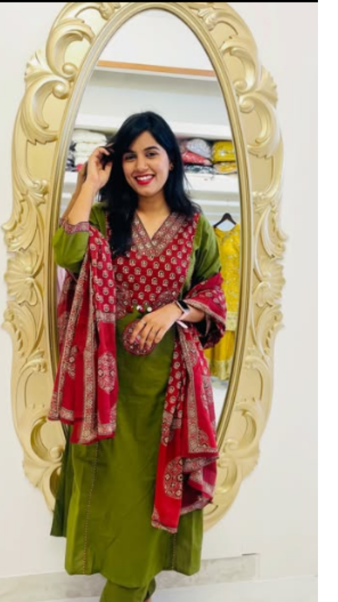 Green Gulmohar Dupatta set